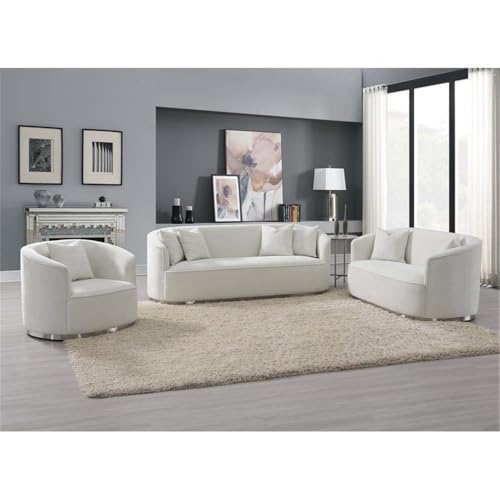 Acme Furniture Odette Upholstered Chenille Loveseat with 2 Pillows in Beige