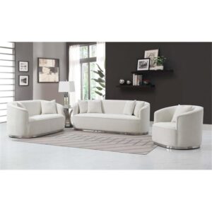 Acme Furniture Odette Upholstered Chenille Loveseat with 2 Pillows in Beige