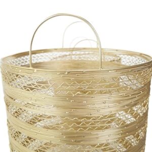 Deco 79 Metal Decorative and Functional Storage Basket Open Frame Wire Basket Organizer with Zig Zag Patterns, Set of 2 Basket for Storage 17", 15"H, Gold