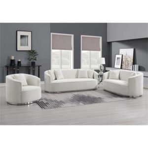 Acme Furniture Odette Upholstered Chenille Loveseat with 2 Pillows in Beige