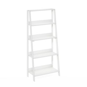 furinno ladder bookcase display shelf, 5-tier, white