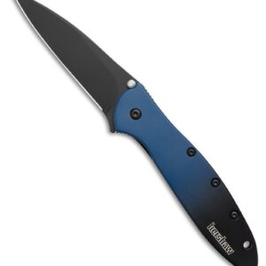 Kershaw Leek Pocket Knife, Limited Release Gradient Blue/Black Aluminum Handle, Black 3" MagnaCut Wharncliffe Blade, Spring Assisted Knife, EDC Folding Knife