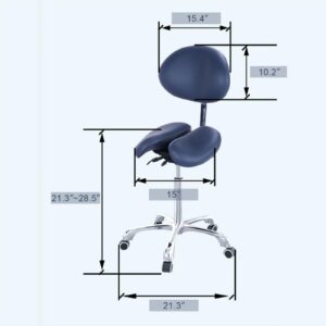 SFKLYU Adjustable Saddle Stool Ergonomic Saddle Stool Chair Split Style Saddle Seat Chair Backrest with Ankle for Home Office Dental Clinic,B