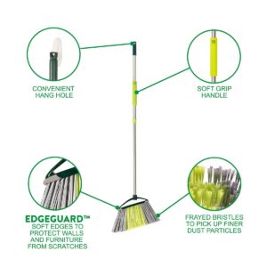 Pine-Sol Indoor Jumbo Broom with Long, Stainless Steel Collapsible Handle for Easy Storage, Heavy Duty Angle Bristles for Wood, Tile, Linoleum, and More - Sweeps Wet or Dry Debris