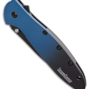 Kershaw Leek Pocket Knife, Limited Release Gradient Blue/Black Aluminum Handle, Black 3" MagnaCut Wharncliffe Blade, Spring Assisted Knife, EDC Folding Knife