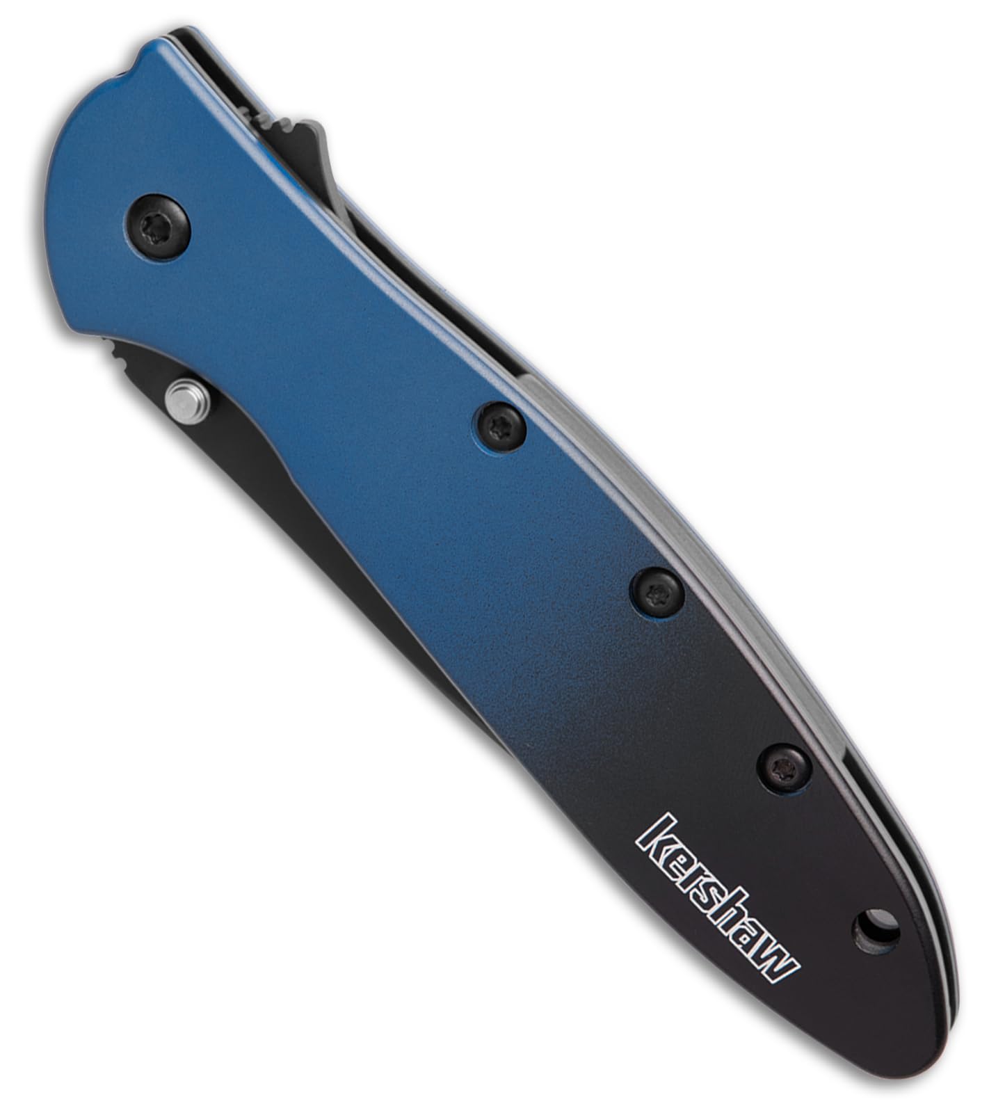 Kershaw Leek Pocket Knife, Limited Release Gradient Blue/Black Aluminum Handle, Black 3" MagnaCut Wharncliffe Blade, Spring Assisted Knife, EDC Folding Knife