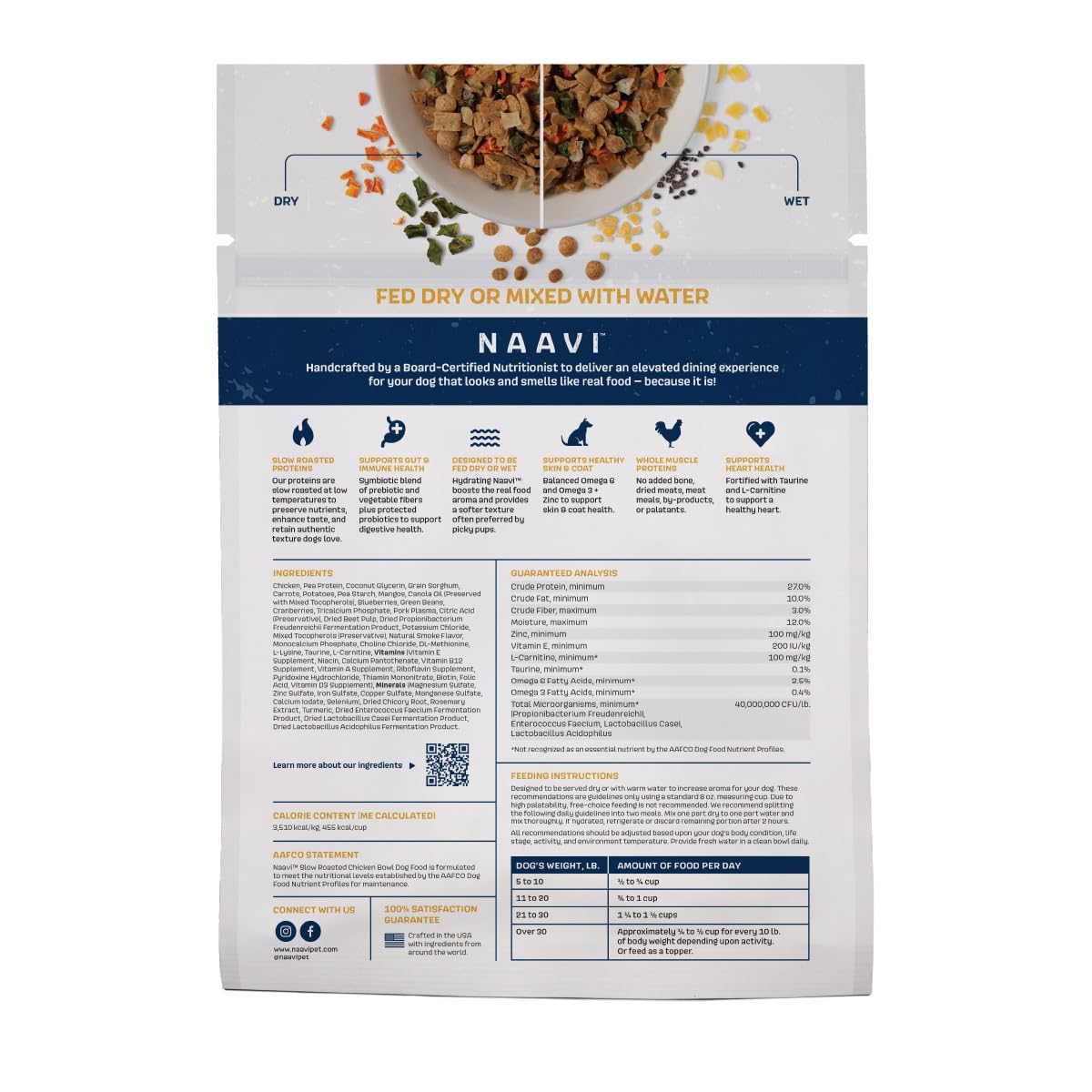 Naavi Slow Roasted Chicken Bowl with Ancient Grains, Vegetables & Fruits, Formulated to Support Gut & Immune Health in Adult Dogs - 6oz (2pack)