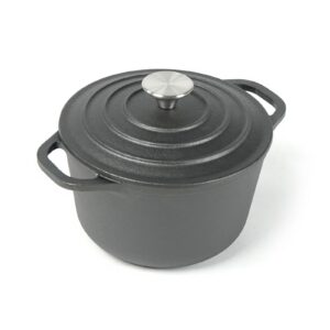 hawok prea-seasoned cast iron dutch oven with lid, 1.5 quart deep round dutch oven with dual handles, black