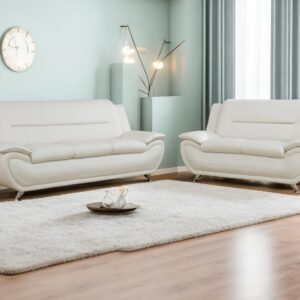 Dekmxas Leather 2 Piece Sofa Set, Sectional Couch, Modern Sofa for Living Room, Bedroom - B-Creamy White