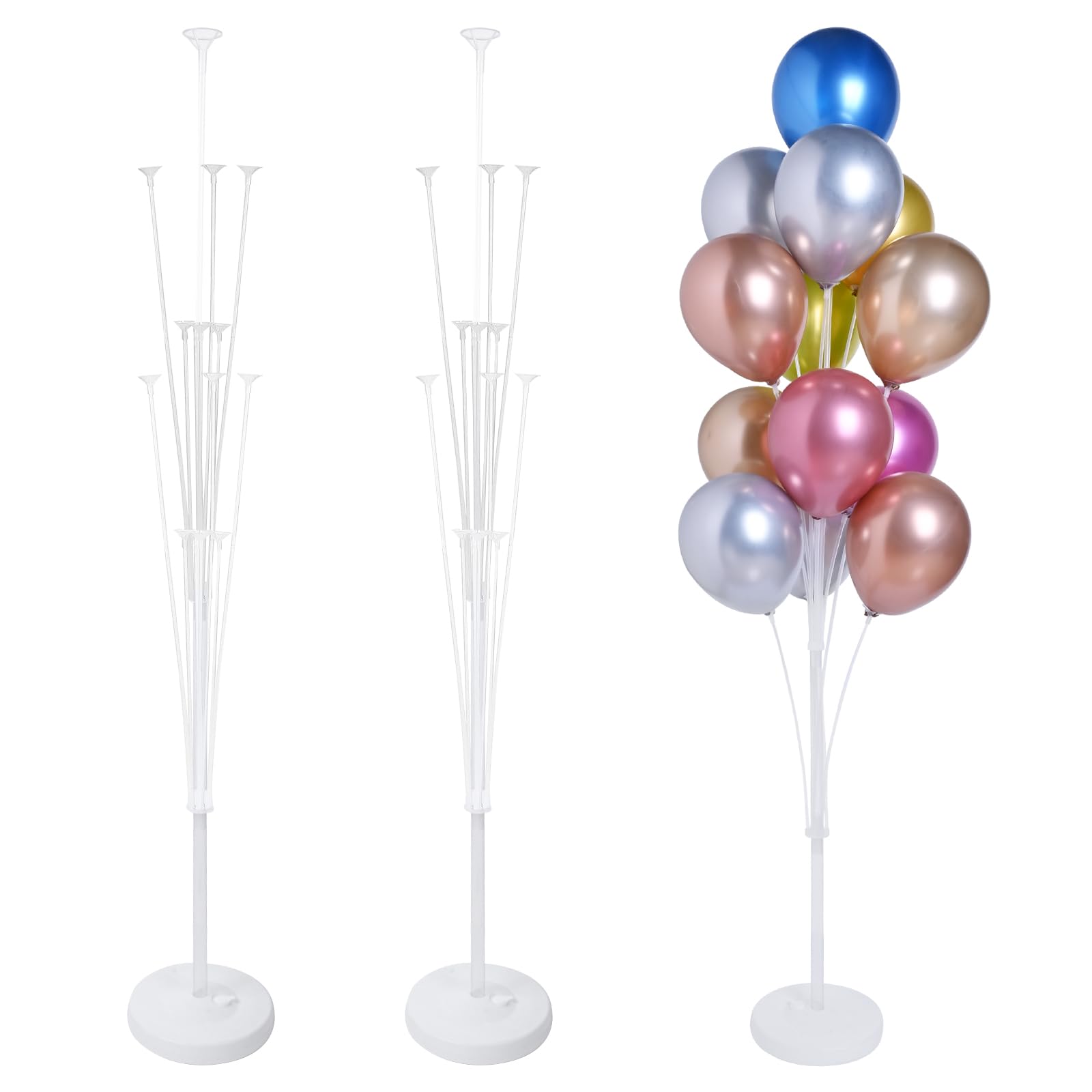 KATBUU 2 Sets of Balloon Stand Kit - 62in Balloon Stands with Base, Balloon Sticks, Decorations for Party Birthday Wedding Baby Shower Gender Reveal Graduation