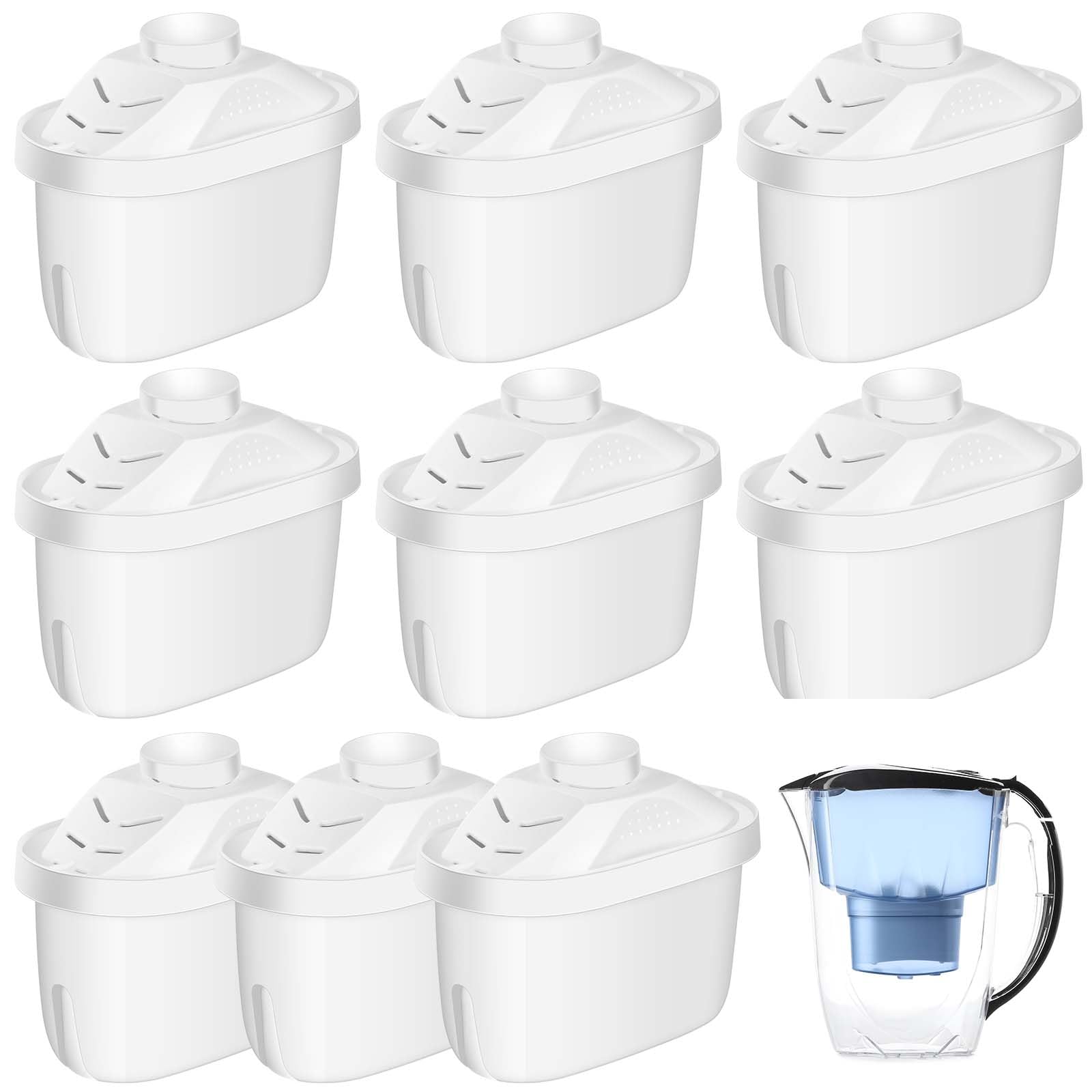 Tujoe 9 Pcs Alkaline Water Filter Replacement Alkaline Water Pitcher Replacement Cartridge for Improve Alkaline, Healthy Drinking Water