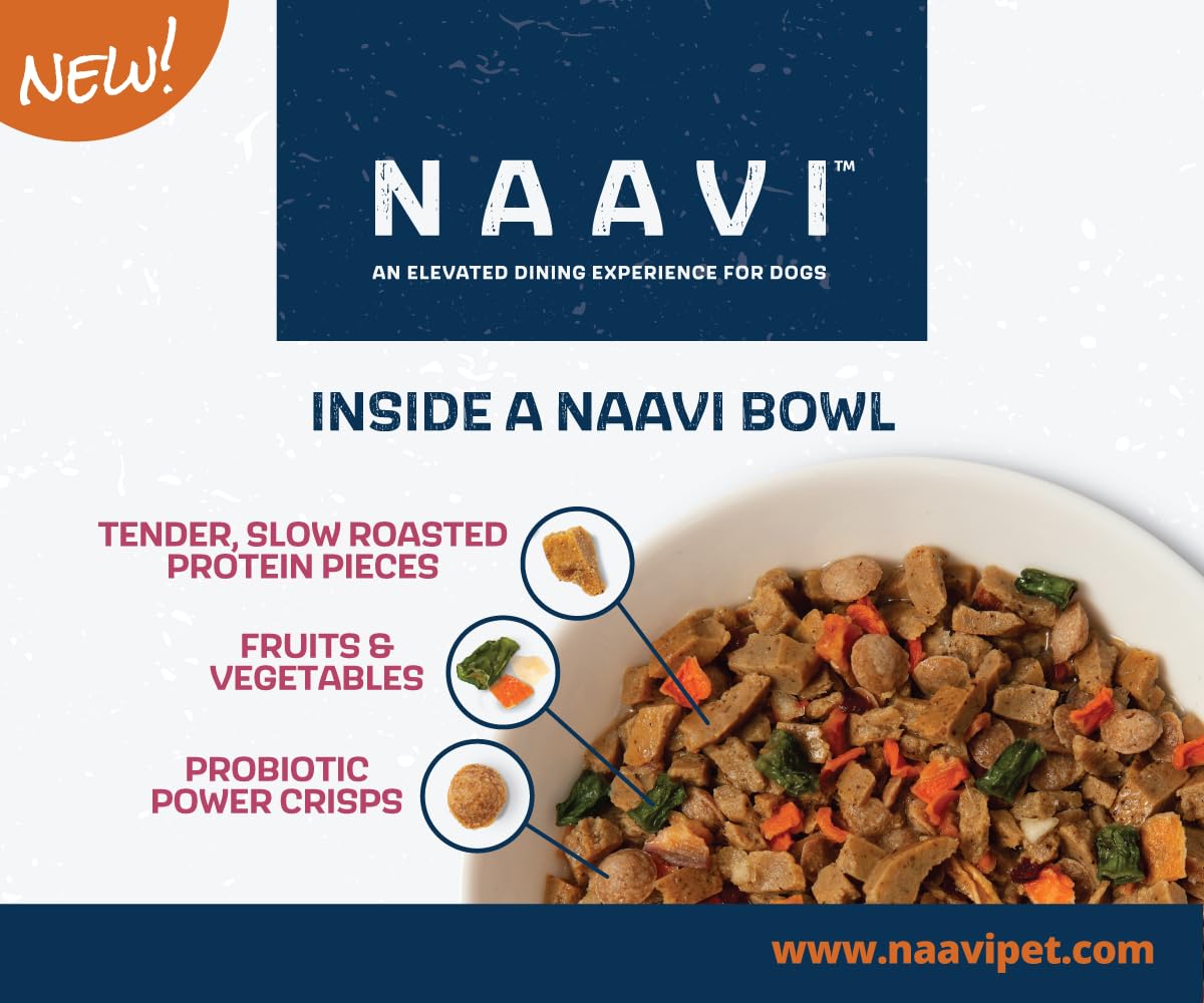 Naavi Slow Roasted Beef Bowl with Ancient Grains, Vegetables & Fruits, Premium Dog Food Topper for Adult Dogs - 6oz (2pack)