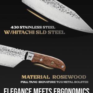 The Cooking Guild Chef Knife - 8 Inches - Grizzly Series - High Carbon Stainless Steel Chefs Knives - Rosewood Handle - Razor Sharp Chef's Knife Designed to Last a Lifetime