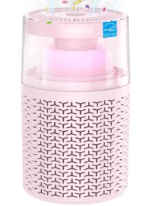 airromi air purifiers for bedroom home,up to 658 ft²,activated carbon filter cleaner,with fragrance sponge for better sleep,night light,pet dander,allergies,smoke,odor,desktop air cleaner a2002 pink