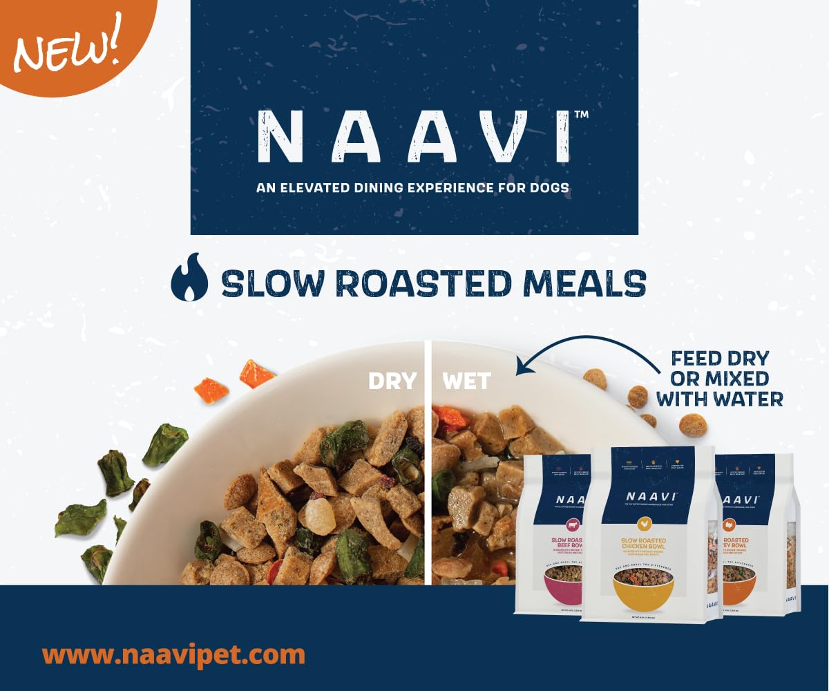 Naavi Slow Roasted Beef Bowl with Ancient Grains, Vegetables & Fruits, Premium Dog Food Topper for Adult Dogs - 6oz (2pack)