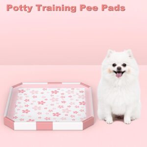 MIZOK Puppy Pads 22"x 22" with Leak-Proof Quick-Dry Design Pee Pads for Dogs Potty Training, 6-Layer Standard Absorbency Dog Pee Pads Regular Size, Pink Cherry Blossom Pattern (50 Counts)