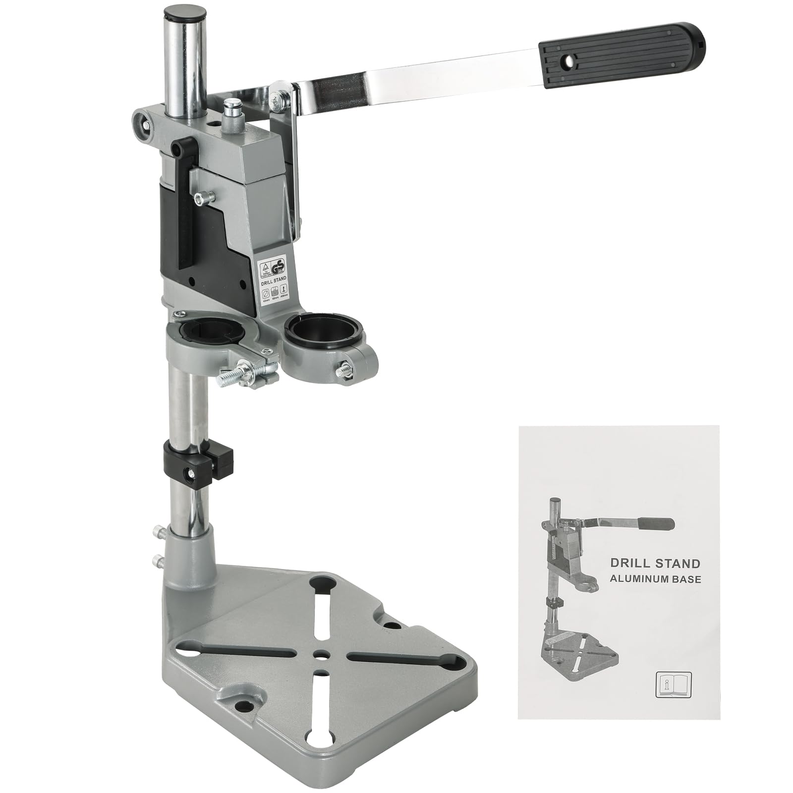 DASBET Universal Drill Press Stand | Adjustable Electric Bench Clamp Support Tool for Hand Drill Double Hole Workstation with Aluminum Base Portable Drill Press Table for Workbench Repair