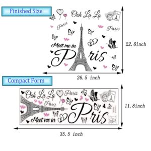 Paris Tower Wall Decal Paris Eiffel Tower Wall Sticker Vinyl Eiffel Tower Peel and Stick Wall Decals Removable Self-Adhesive Stickers Paris Tower Wall Decor for Bedroom Kitchen Office Background Livin