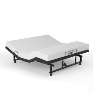 unipon adjustable bed frame base king size, wireless remote control, zero gravity, under bed lighting, usb charging station, silent motor, mattress retaining bar, anti-sliping suede cover