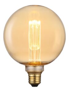 escena artist series led globe decorative light bulb 3.5w, g125 round edison bulbs dimmable, virtual filament vintage edison bulb, amber, e26 medium base, 2000k soft warm, ul listed