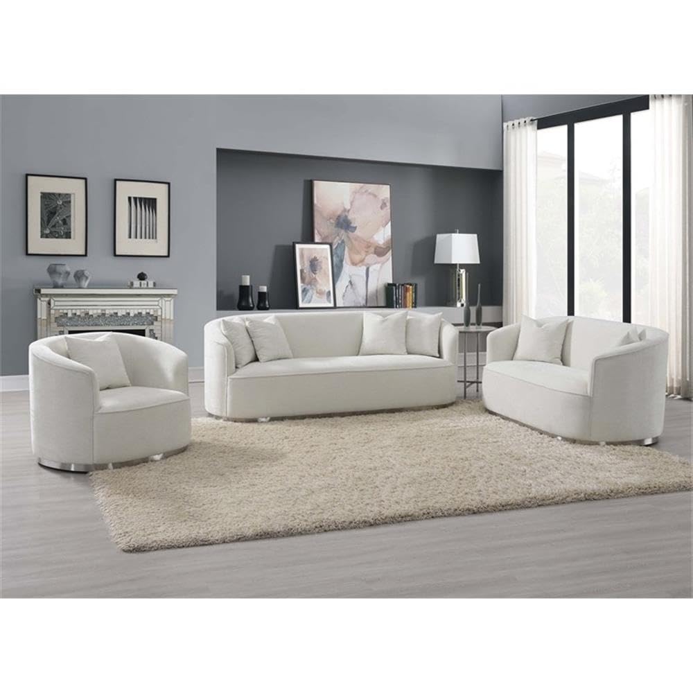 Acme Furniture Odette Upholstered Chenille Loveseat with 2 Pillows in Beige