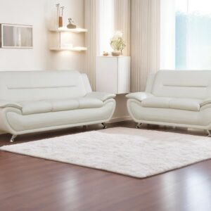 Dekmxas Leather 2 Piece Sofa Set, Sectional Couch, Modern Sofa for Living Room, Bedroom - B-Creamy White