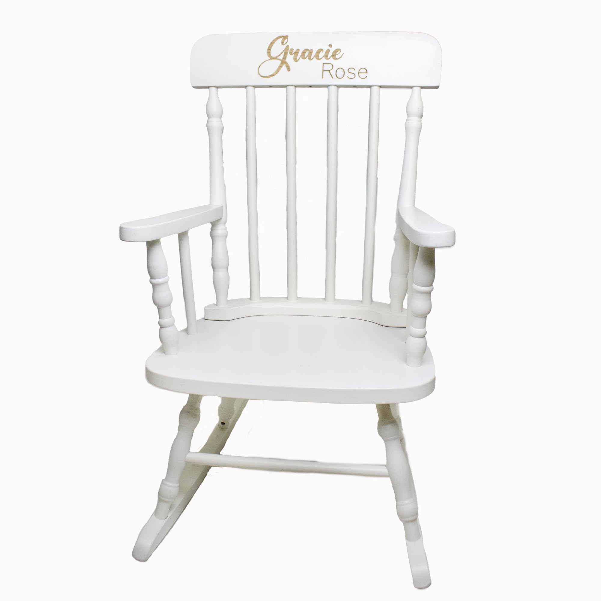 My Bambino Childrens Personalized Rocking Chair White Wood Engraved with Toddler Name