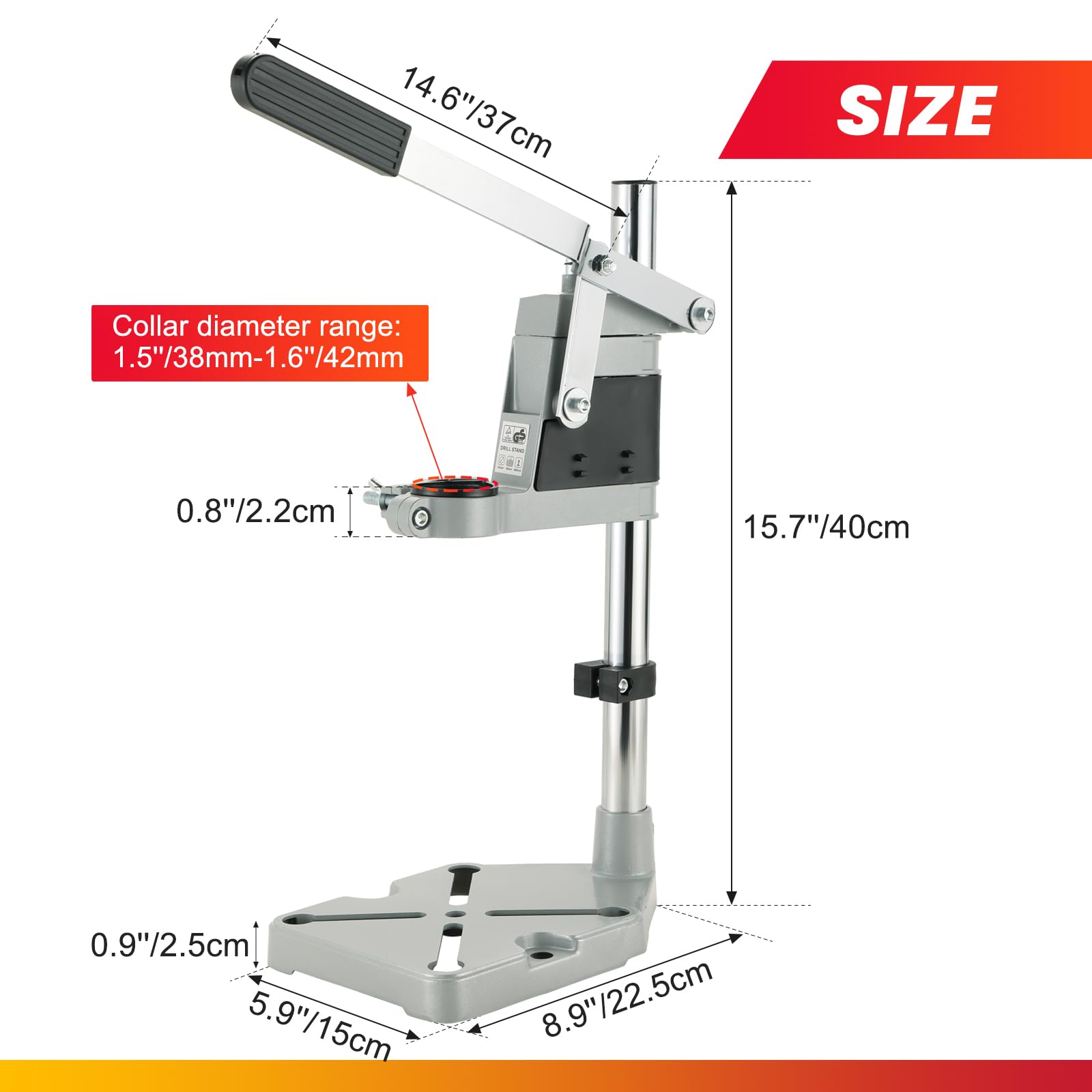 DASBET Universal Drill Press Stand | Adjustable Electric Bench Clamp Support Tool for Hand Drill Double Hole Workstation with Aluminum Base Portable Drill Press Table for Workbench Repair