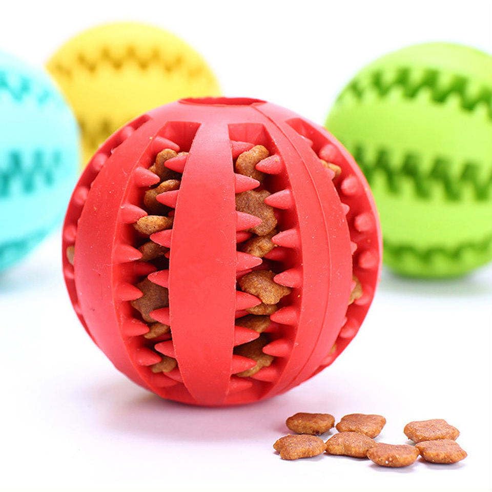 Pet Toy Durable Soft Rubber Ball Chew Toys Tooth Cleaning Leakage Food - Small Dogs - All Breeds Dog Toys