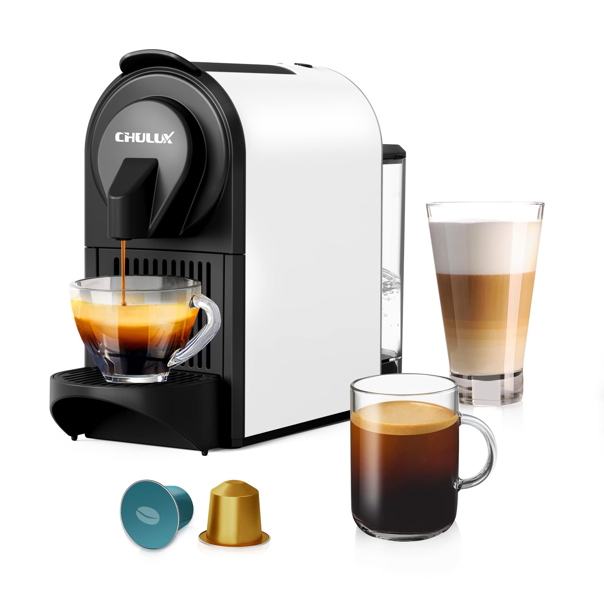 CHULUX Bafèstro Espresso Machine, 20 Bar Italian ODE Pump Mini Espresso Machine for Nespresso Original Capsules, Single Serve Coffee Machine for Home Espresso & Lungo Maker, One-Touch, 1400W