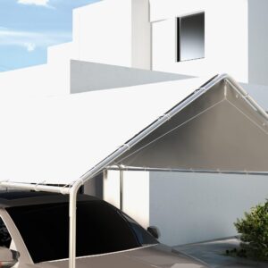 Outsunny 10' x 20' Carport Replacement Top Canopy Cover, UV Resistant and Water Resistant Car Port Portable Garage Tent Cover with Ball Bungee Cords, White, Only Cover