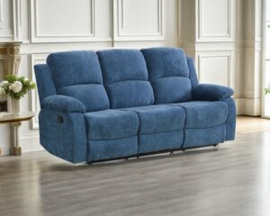 caberryne recliner sofa for living room furniture,linen fabric blue reclining sofa 3 seater recliner sofa couch reclining sofa with drop down table rv sofa for living room(a-linen fabric blue)