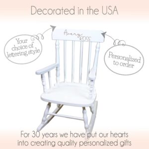 My Bambino Childrens Personalized Rocking Chair White Wood Engraved with Toddler Name