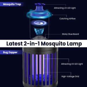 Pest Sniper Indoor Insect Trap,Attracts and Zaps Mosquitos, Gnats, Moths, Fruit Flies，2 in 1 Bug Zapper with Suction and Electric Grid