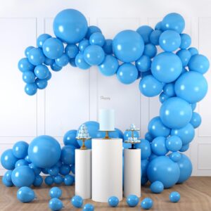 lovestown light blue balloons arch kit, 150pcs latex different sizes 18 12 10 5 inches balloons with ribbon for baby shower birthday party bridal graduation festive decorations