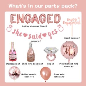 Engaged Balloons Engagement Party Decorations - She Said Yes Banner Engagement Ring Foil Balloon Just Engaged Soon To Be Future Mrs And Mr Party Supplies For Bridal Shower Wedding Valentine's Day