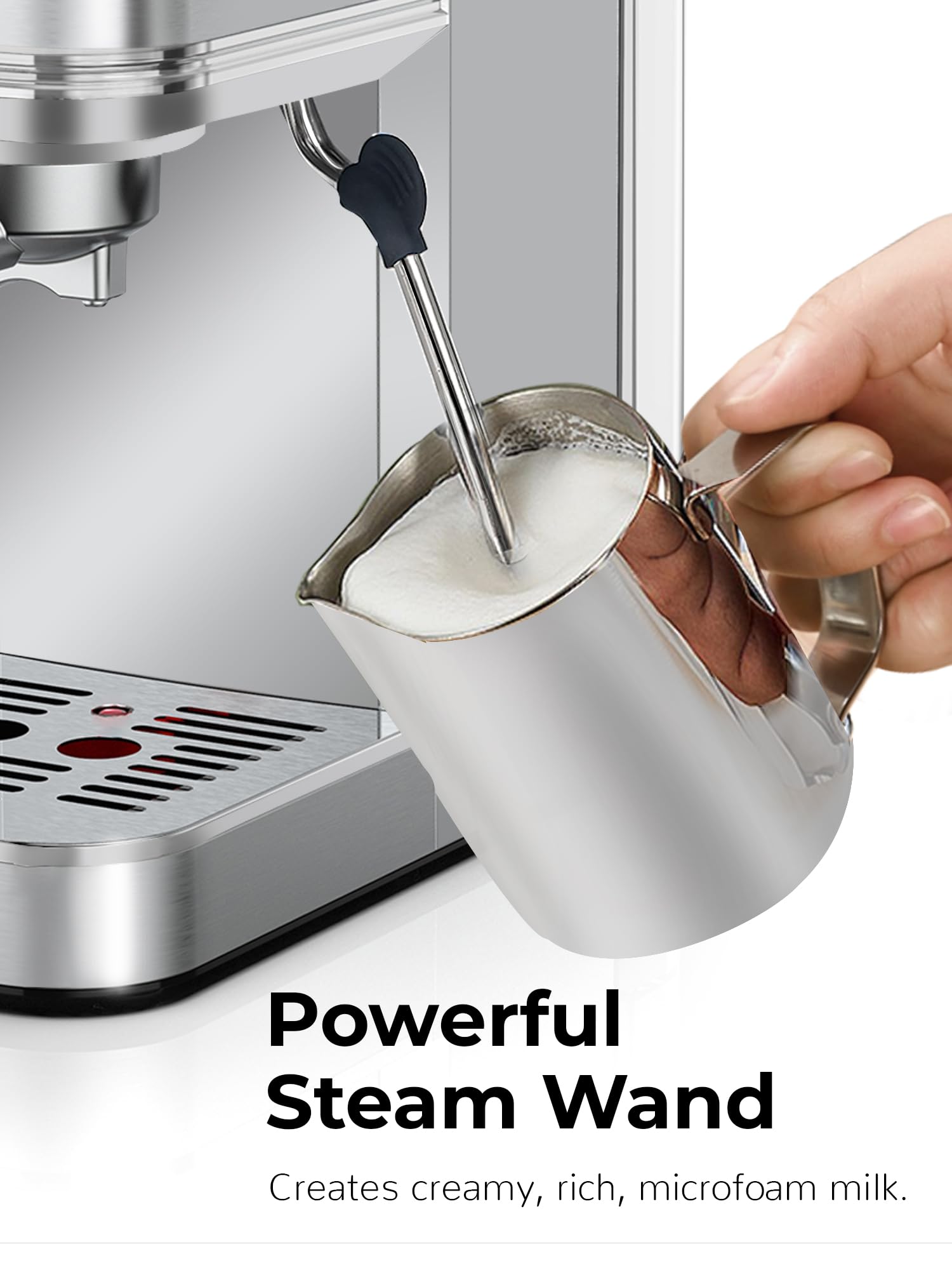 CHULUX Kompatto Espresso Machine 20 Bar with Milk Frother, Stainless Steel Automatic Espresso Coffee Machine for Home Latte & Cappuccino Maker, 40oz Removable Water Tank, 1350W