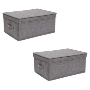 typutomi 2 pack fabric storage bins with lids, foldable clothes storage bins lidded linen storage boxes decorative collapsible basket with handle for bedroom closet office clothes (grey)