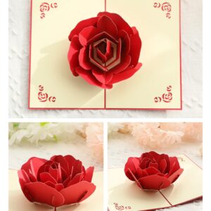 MUSCELL Valentines Pop-Up Red Rose Card, 3D Pop-up Greeting Cards, for Valentine's Day, Mothers Day, Fathers Day, Birthday, Anniversary, Graduation, Wedding, Size 5.9 x 3.93in