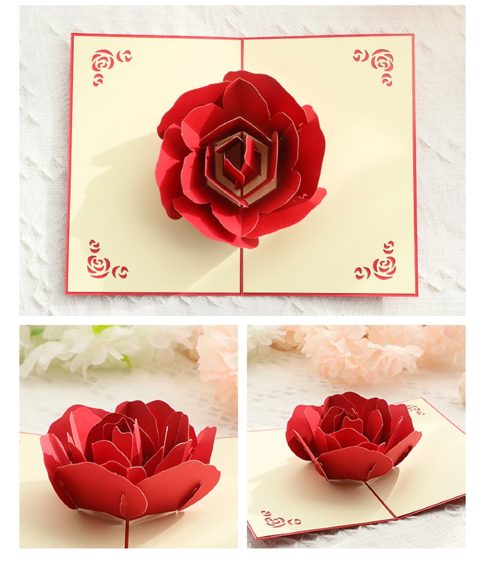 MUSCELL Valentines Pop-Up Red Rose Card, 3D Pop-up Greeting Cards, for Valentine's Day, Mothers Day, Fathers Day, Birthday, Anniversary, Graduation, Wedding, Size 5.9 x 3.93in