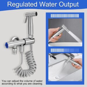 Handheld Bidet Sprayer for Toilet, Stainless Steel Jet Sprayer for Toilet, Toilet Attachment Set for Muslim Shower, Cloth Diaper, Toilet Sprayer with Bidet Hose for Feminine Wash