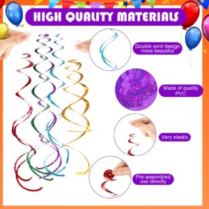 Hotop 60 Pcs Hanging Swirl Decorations Plastic Streamers Party Swirl Spiral Decorations Themed Swirl Party Decoration for Ceiling Birthday Graduation Wedding Baby Shower (Rainbow)