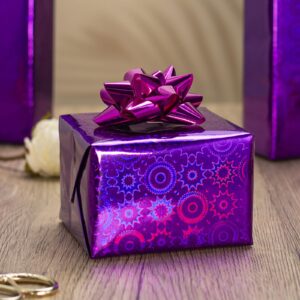 Burymento Purple Wrapping Paper Roll-17 IN×32.8 FT 1 Roll Metallic Holographic Gift Wrap for Christmas,Birthday,Wedding,Bride shower,Valentine's Day Foil Style - 46.5 sq.ft.