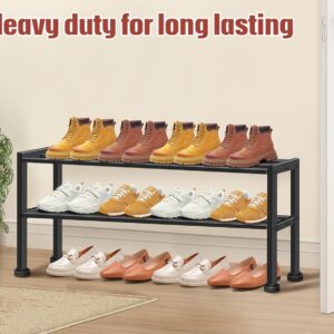 KEETDY Heavy Duty Shoe Rack for Closet Entryway, Stackable Shoe Organizer for Small Space Metal Shoe Rack Shelf Storage for Bedroom, Floor, Outdoor (Black)