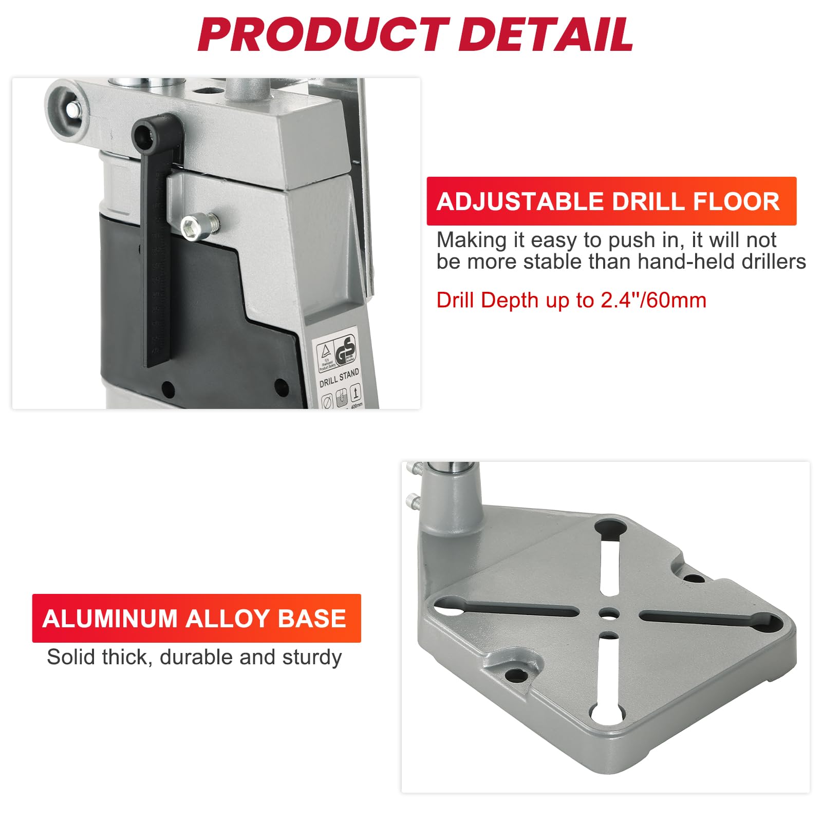 DASBET Universal Drill Press Stand | Adjustable Electric Bench Clamp Support Tool for Hand Drill Double Hole Workstation with Aluminum Base Portable Drill Press Table for Workbench Repair