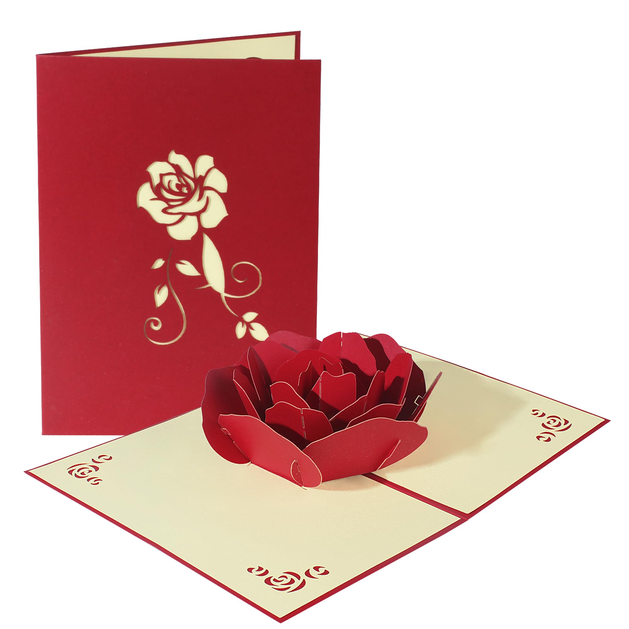 MUSCELL Valentines Pop-Up Red Rose Card, 3D Pop-up Greeting Cards, for Valentine's Day, Mothers Day, Fathers Day, Birthday, Anniversary, Graduation, Wedding, Size 5.9 x 3.93in