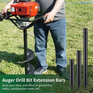 3 PCS Auger Extension Drill Bits, 3/4” Shaft Earth Auger Drill Bit Extension, Auger Drill Bit Extension Bar, Garden Spiral Hole Drill Bit Extension Rod, Post Hole Digger Replacement, Thickened Design