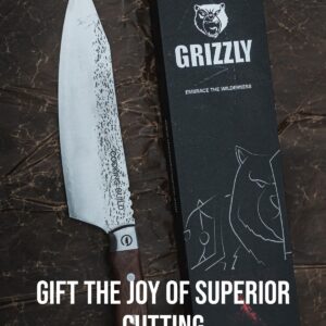 The Cooking Guild Chef Knife - 8 Inches - Grizzly Series - High Carbon Stainless Steel Chefs Knives - Rosewood Handle - Razor Sharp Chef's Knife Designed to Last a Lifetime