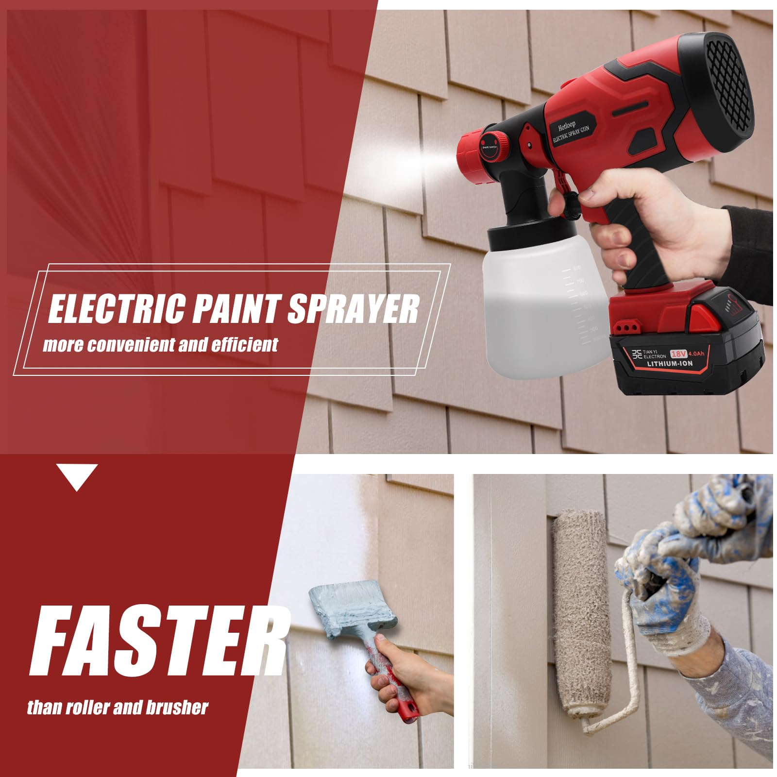 HOTLOOP Paint Sprayer for Milwaukee M18 18V Battery, Cordless HVLP Paint Sprayers for House Painting Stain Sprayer for Fence, Furniture, cabinets, Walls, etc. (Battery NOT Included)