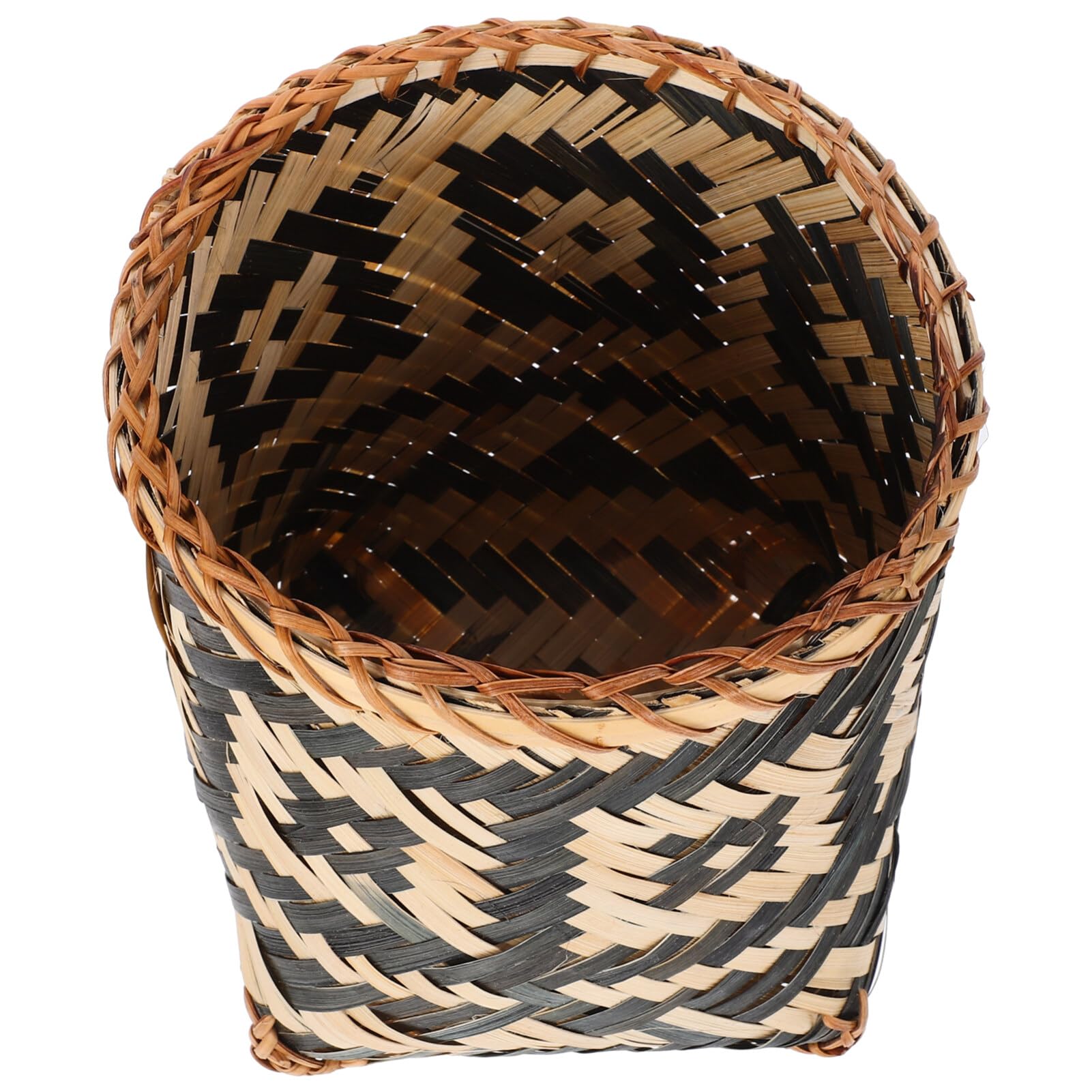 BESTOYARD Bamboo Woven Trash Can, Wicker Waste Basket Round Garbage Cans Flower Arrangement Basket Magazine Holder Laundry Basket Rattan Garbage Bin Farmhouse Decor